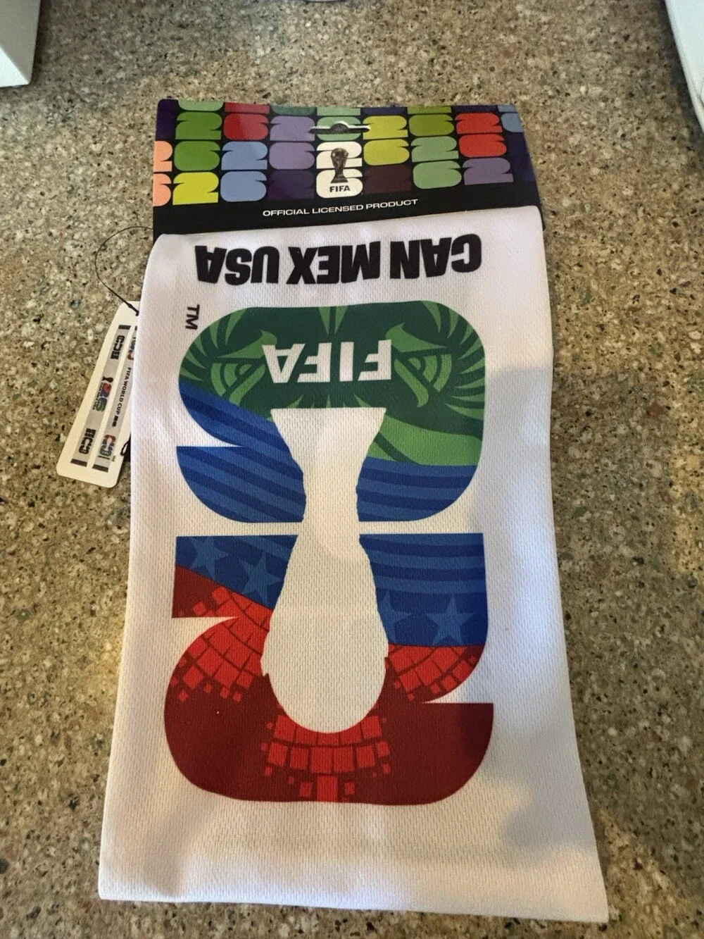 FIFA World Cup 2026 CAN MEX USA White Soccer Scarf Officially Licensed